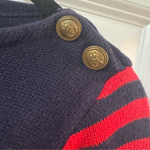 Ralph Lauren Vintage Medium Sweater 100% cotton Red nautical Crew pullover - Picture 3 of 4